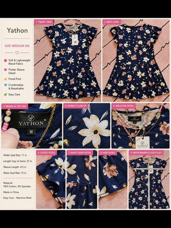 Dresses & Skirts - Yathon Navy Floral Fit & Flare Dress